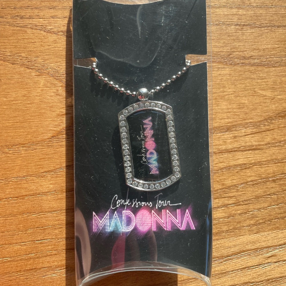 Madonna Confessions Tour Silver Dog Tag Necklace